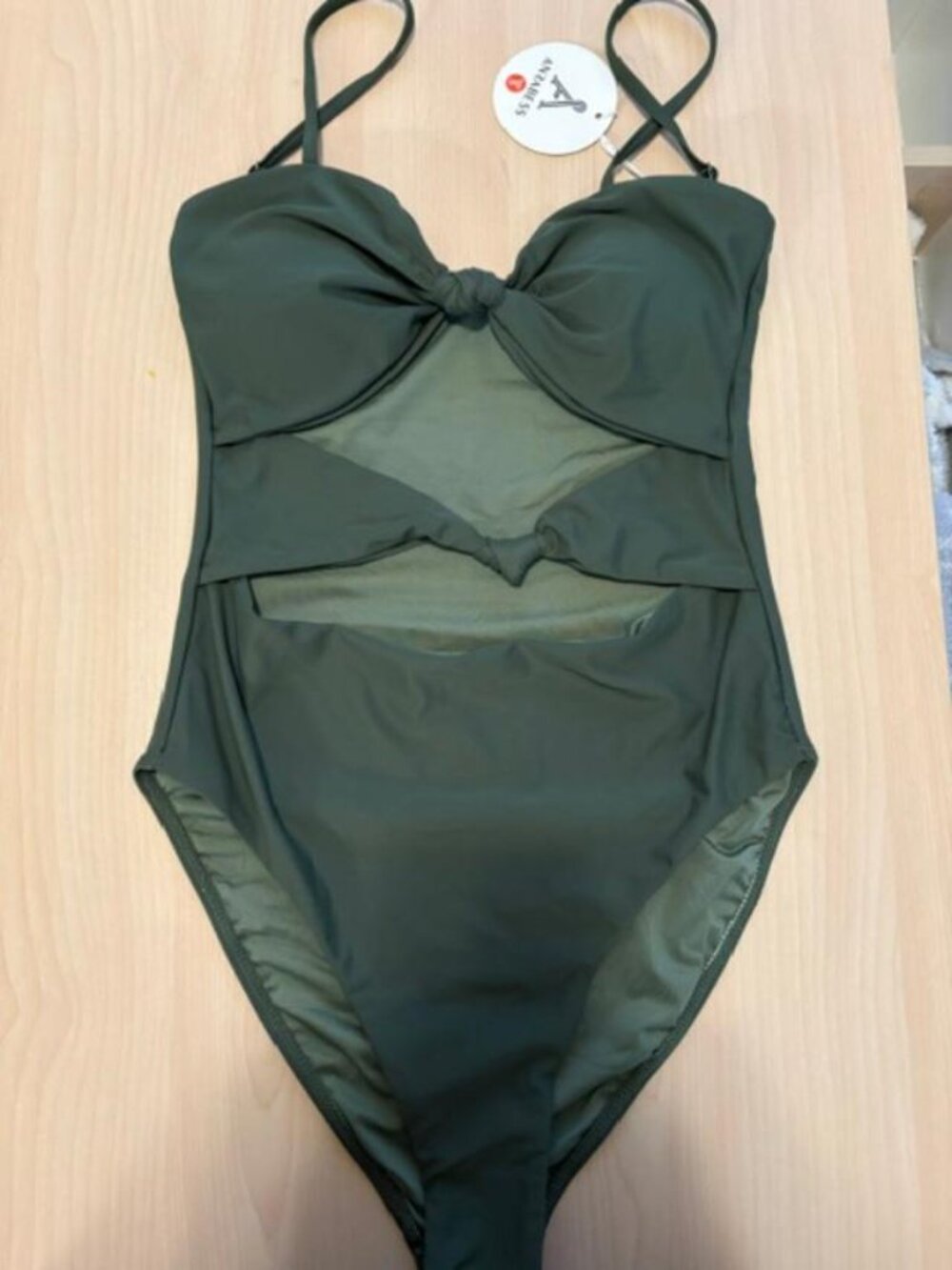 NWT Women's Anrabess Monokini Style Slimming One Piece Swimsuit Small Green Sexy